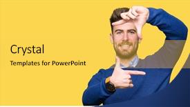  Presentation with bussines - Cool new theme with young handsome bussines man smiling backdrop and a  colored foreground