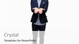  Presentation with bussines - Cool new PPT layouts with young handsome bussines man smiling with hands palms together receiving or giving gesture hold and protection backdrop and a white colored foreground