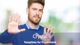  Presentation with bussines - Slide set consisting of young handsome bussines man smiling background and a  colored foreground