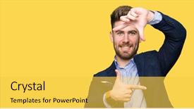  Presentation with bussines - PPT layouts enhanced with young handsome bussines man smiling background and a  colored foreground