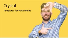  Presentation with bussines - Theme having young handsome bussines man smiling background and a  colored foreground