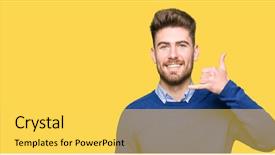  Presentation with bussines - Presentation theme enhanced with young handsome bussines man smiling background and a  colored foreground