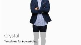 Presentation with bussines - Presentation theme enhanced with young handsome bussines man smiling looking to the side with arms crossed convinced and confident background and a white colored foreground
