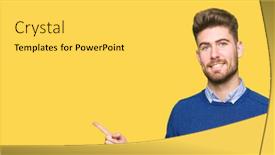  Presentation with bussines - Presentation design with young-handsome-bussines-man background and a light gray colored foreground