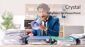  Presentation with employee benefit - Amazing PPT theme having young handsome busy employee sitting backdrop and a lemonade colored foreground