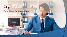  Presentation with busy - Amazing slide deck having young handsome busy employee sitting backdrop and a lemonade colored foreground