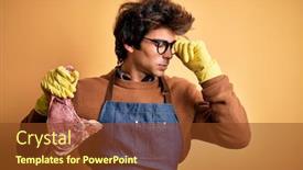  Presentation with butcher - Audience pleasing slides consisting of young-handsome-butcher-man-holding backdrop and a tawny brown colored foreground