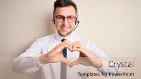  Presentation with customer service - Beautiful PPT layouts featuring young-handsome-caucasian-business-man backdrop and a lemonade colored foreground