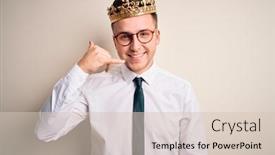  Presentation with crown - PPT theme consisting of young-handsome-caucasian-business-man background and a lemonade colored foreground