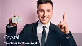  Presentation with finance question - Beautiful PPT layouts featuring young-handsome-caucasian-business-man backdrop and a navy blue colored foreground