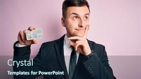  Presentation with finance question - Presentation theme with young-handsome-caucasian-business-man background and a navy blue colored foreground