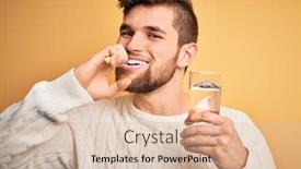  Presentation with tooth paste - Presentation theme with young-handsome-caucasian-man-brushing background and a lemonade colored foreground