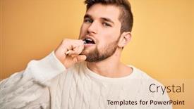  Presentation with tooth paste - Slide deck with young-handsome-caucasian-man-brushing background and a lemonade colored foreground