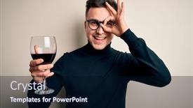 Presentation with eye glass - Cool new slide deck with young-handsome-caucasian-man-drinking backdrop and a wine colored foreground