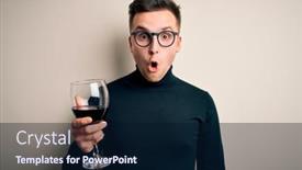  Presentation with alcoholic - Cool new PPT layouts with young-handsome-caucasian-man-drinking backdrop and a navy blue colored foreground