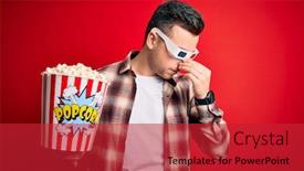  Presentation with popcorn movie - Audience pleasing slide deck consisting of young-handsome-caucasian-man-wearing backdrop and a red colored foreground
