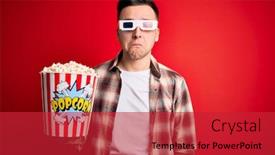  Presentation with movie popcorn - Cool new presentation design with young-handsome-caucasian-man-wearing backdrop and a red colored foreground
