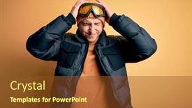  Presentation with winter weather - Cool new presentation theme with young-handsome-caucasian-man-wearing backdrop and a tawny brown colored foreground