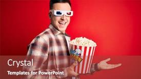  Presentation with popcorn movie - Audience pleasing presentation theme consisting of young-handsome-caucasian-man-wearing backdrop and a tawny brown colored foreground