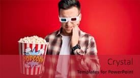  Presentation with movie popcorn - Colorful PPT layouts enhanced with young-handsome-caucasian-man-wearing backdrop and a red colored foreground