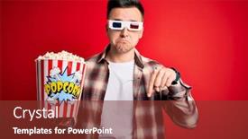  Presentation with movie popcorn - Beautiful presentation featuring young-handsome-caucasian-man-wearing backdrop and a tawny brown colored foreground