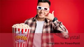  Presentation with movie popcorn - Presentation featuring young-handsome-caucasian-man-wearing background and a red colored foreground
