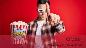 Presentation with popcorn movie - Audience pleasing theme consisting of young-handsome-caucasian-man-wearing backdrop and a red colored foreground