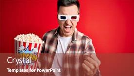  Presentation with popcorn movie - Cool new theme with young-handsome-caucasian-man-wearing backdrop and a tawny brown colored foreground