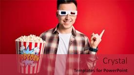  Presentation with movie popcorn - Audience pleasing slide set consisting of young-handsome-caucasian-man-wearing backdrop and a red colored foreground