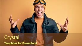  Presentation with winter weather - Presentation with young-handsome-caucasian-man-wearing background and a tawny brown colored foreground