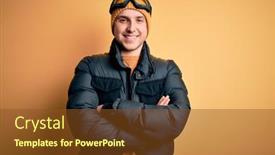  Presentation with winter weather - Slide set having young-handsome-caucasian-man-wearing background and a tawny brown colored foreground