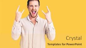  Presentation with rock star - Amazing slides having young-handsome-caucasian-man-wearing backdrop and a yellow colored foreground