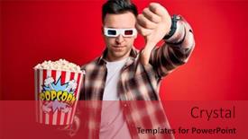  Presentation with popcorn movie - PPT layouts enhanced with young-handsome-caucasian-man-wearing background and a red colored foreground