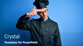  Presentation with skin infection - Colorful PPT theme enhanced with young-handsome-chef-man-wearing backdrop and a navy blue colored foreground