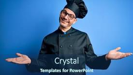  Presentation with chef - Presentation featuring young-handsome-chef-man-wearing background and a ocean colored foreground