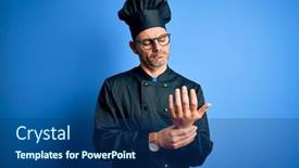  Presentation with inflammation - Presentation theme enhanced with young-handsome-chef-man-wearing background and a ocean colored foreground