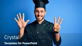 Presentation with chef - Slide set featuring young-handsome-chef-man background and a  colored foreground