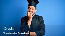  Presentation with anxiety - Amazing slides having young-handsome-chef-man backdrop and a ocean colored foreground
