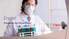  Presentation with chemist - PPT theme enhanced with young-handsome-chemist-working background and a  colored foreground