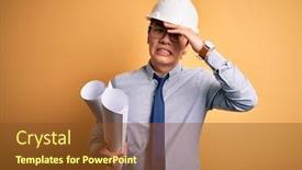  Presentation with chinese - Slide set with young-handsome-chinese-architect-man background and a tawny brown colored foreground