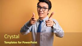  Presentation with tie - PPT layouts having young-handsome-chinese-businessman-wearing background and a tawny brown colored foreground