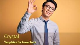  Presentation with chinese chinese - Slide set featuring young-handsome-chinese-businessman-wearing background and a tawny brown colored foreground