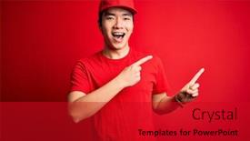  Presentation with chinese chinese - Slide deck enhanced with young-handsome-chinese-delivery-man background and a crimson colored foreground