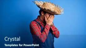  Presentation with straw - Cool new PPT theme with young-handsome-chinese-farmer-man backdrop and a ocean colored foreground