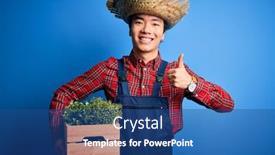  Presentation with straw - PPT layouts enhanced with young-handsome-chinese-farmer-man background and a ocean colored foreground