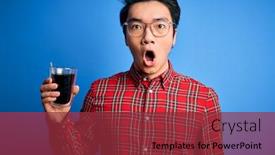  Presentation with drinking glass - PPT theme consisting of young-handsome-chinese-man-drinking background and a tawny brown colored foreground