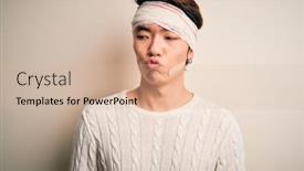  Presentation with accident - Cool new presentation with young-handsome-chinese-man-injured backdrop and a lemonade colored foreground