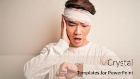  Presentation with accident - Beautiful presentation theme featuring young-handsome-chinese-man-injured backdrop and a lemonade colored foreground