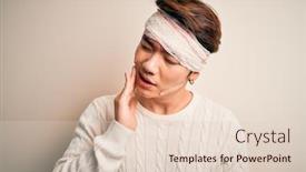  Presentation with accident - Presentation design consisting of young-handsome-chinese-man-injured background and a lemonade colored foreground