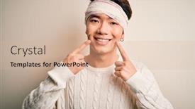  Presentation with accident - Beautiful PPT theme featuring young-handsome-chinese-man-injured backdrop and a lemonade colored foreground